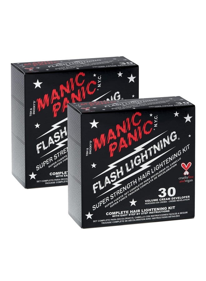 Flash Lightning Hair Bleach Kit 30 Volume Developer + Bleach Powder Hair Lightener Lifting Up To Five Levels Vegan And Cruelty Free (2 Pack)