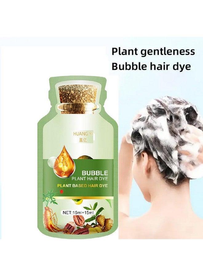 Huang Yi Natural Plant Hair Dye New Botanical Bubble Hair Dye 30Ml 10Packs/Box Pure Plant Extract For Grey Hair Color Bubble Dye New Botanical Bubble Hair Shampoo (Natural Black)