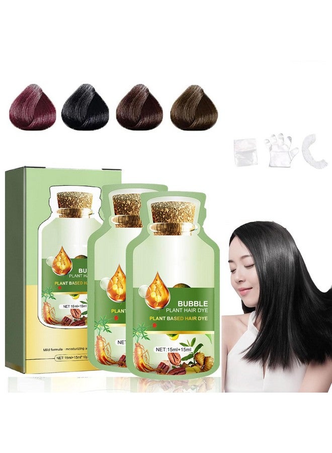 Huang Yi Natural Plant Hair Dye New Botanical Bubble Hair Dye 30Ml 10Packs/Box Pure Plant Extract For Grey Hair Color Bubble Dye New Botanical Bubble Hair Shampoo (Natural Black)