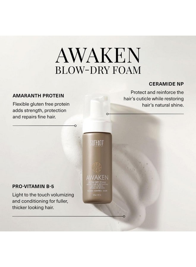 Awaken Thickening Blow Dry Foam Protect Strengthen Fine & Fragile Hair 5 Fl. Oz.