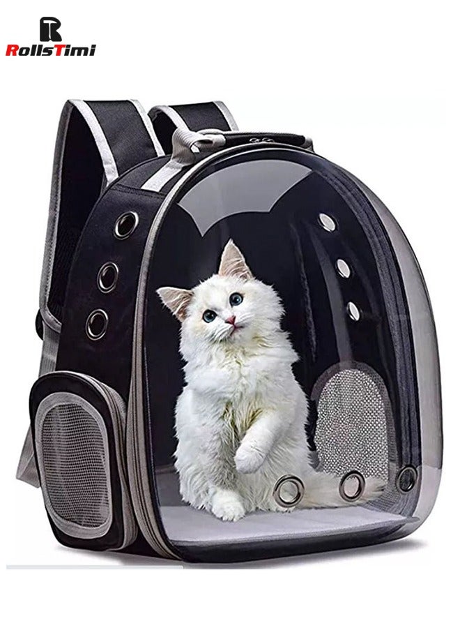 Double Shoulder Acrylic Transparent Cat Backpack Bag For Going Out,37.2x32.6x11.8cm