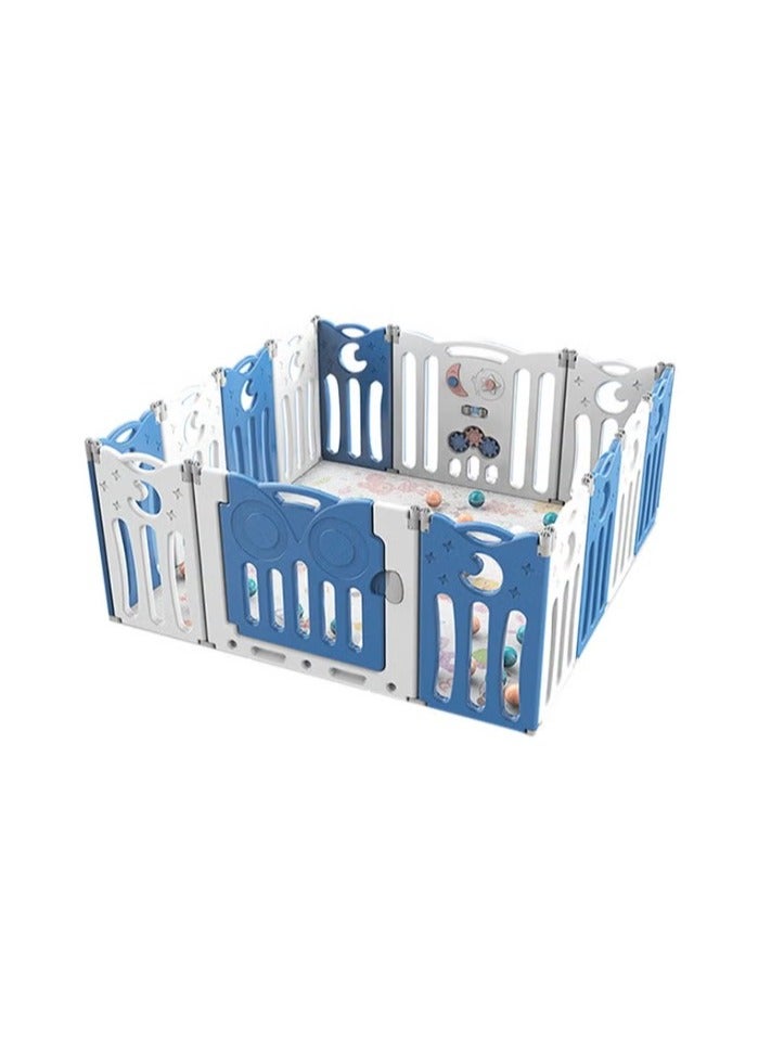 Baby Playpen - Foldable Baby Play Yard with Safety Gate, Portable Playpen for Babies and Toddlers, Large Baby Playpen Fence for Indoor and Outdoor Use -Blue