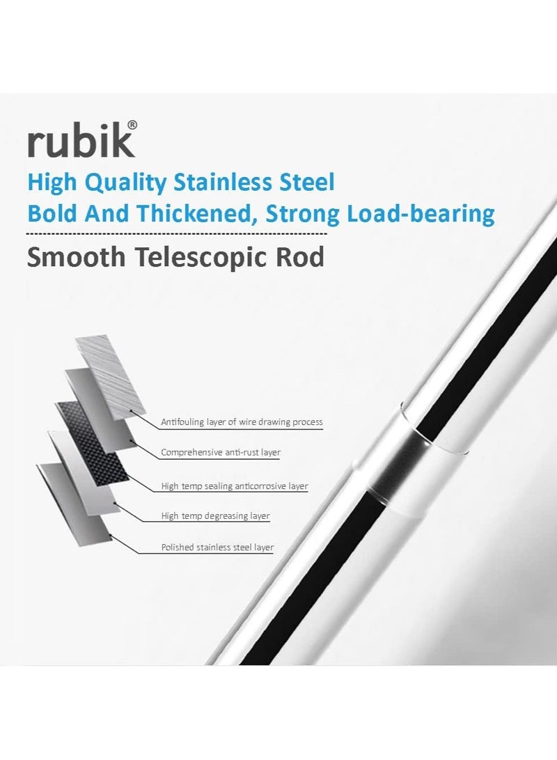 Curtain Rod, 80cm to 145cm Adjustable Length Telescopic Tension Bar Stainless Steel for Shower Stalls Bathtubs Closets Windows Changing Areas - Non-Slip No Drilling