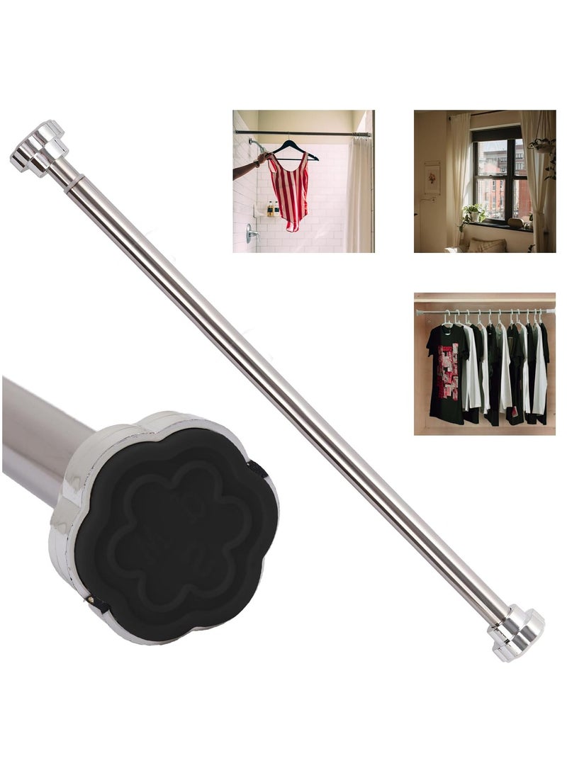 Curtain Rod, 80cm to 145cm Adjustable Length Telescopic Tension Bar Stainless Steel for Shower Stalls Bathtubs Closets Windows Changing Areas - Non-Slip No Drilling