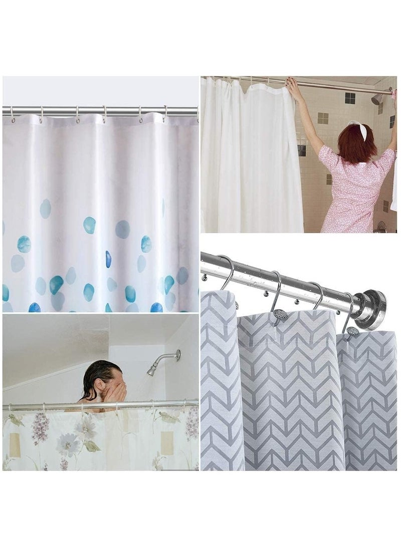 Curtain Rod, 80cm to 145cm Adjustable Length Telescopic Tension Bar Stainless Steel for Shower Stalls Bathtubs Closets Windows Changing Areas - Non-Slip No Drilling