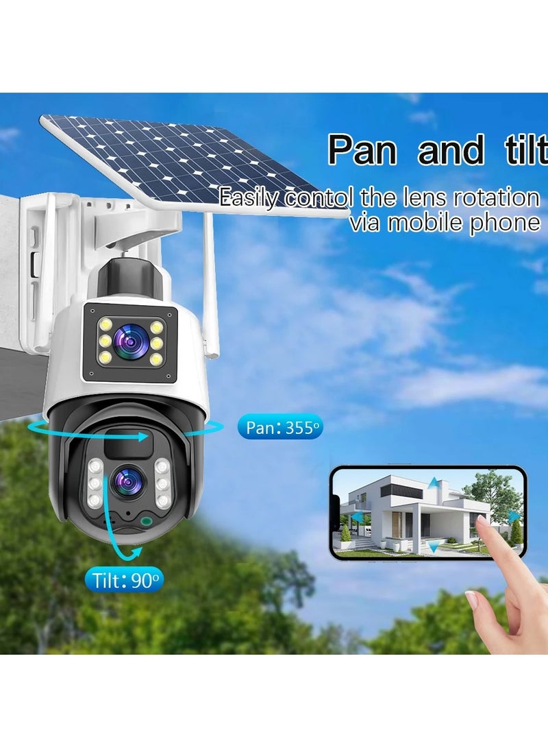 V380 Solar Powered Solar CCTV Camera Home Mobile Phone Remote Dual Lens Outdoor 4g Solar Monitoring