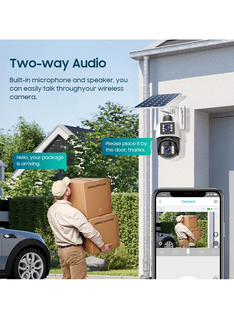 V380 Solar Powered Solar CCTV Camera Home Mobile Phone Remote Dual Lens Outdoor 4g Solar Monitoring