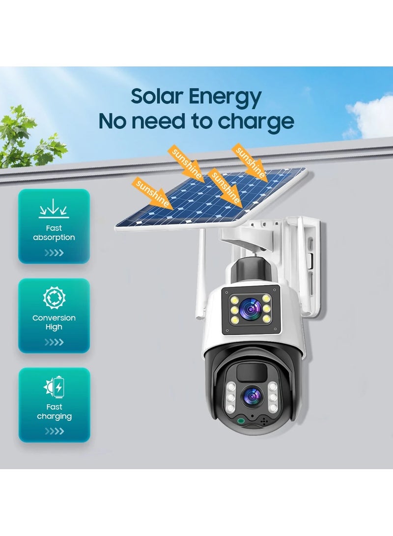 V380 Solar Powered Solar CCTV Camera Home Mobile Phone Remote Dual Lens Outdoor 4g Solar Monitoring