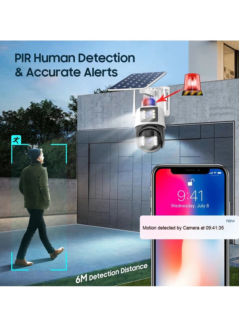 V380 Solar Powered Solar CCTV Camera Home Mobile Phone Remote Dual Lens Outdoor 4g Solar Monitoring