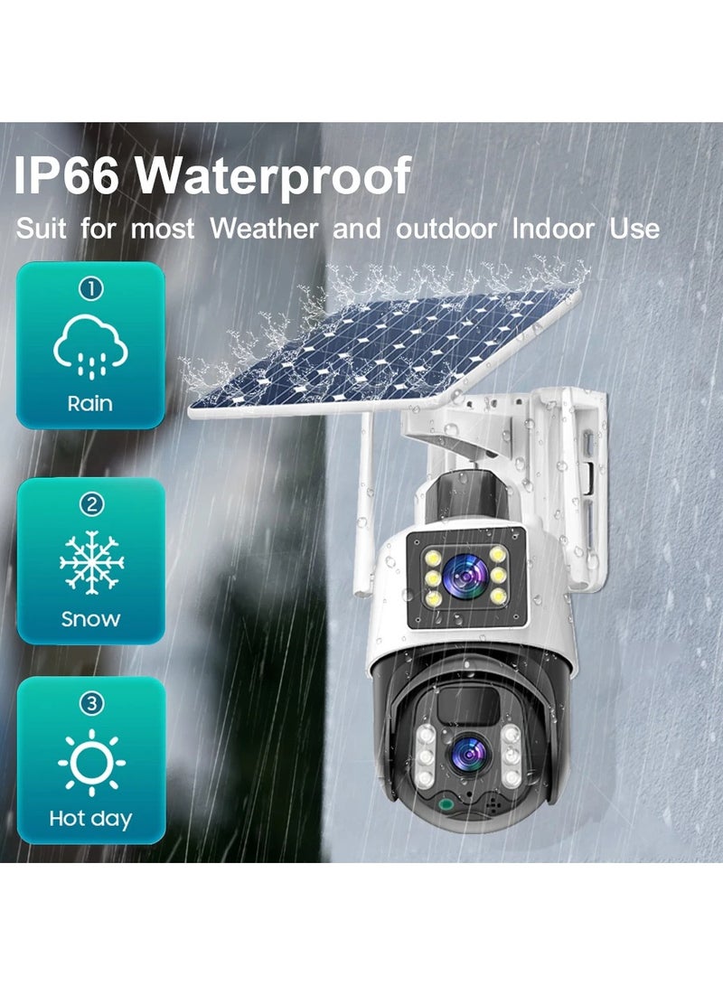 V380 Solar Powered Solar CCTV Camera Home Mobile Phone Remote Dual Lens Outdoor 4g Solar Monitoring