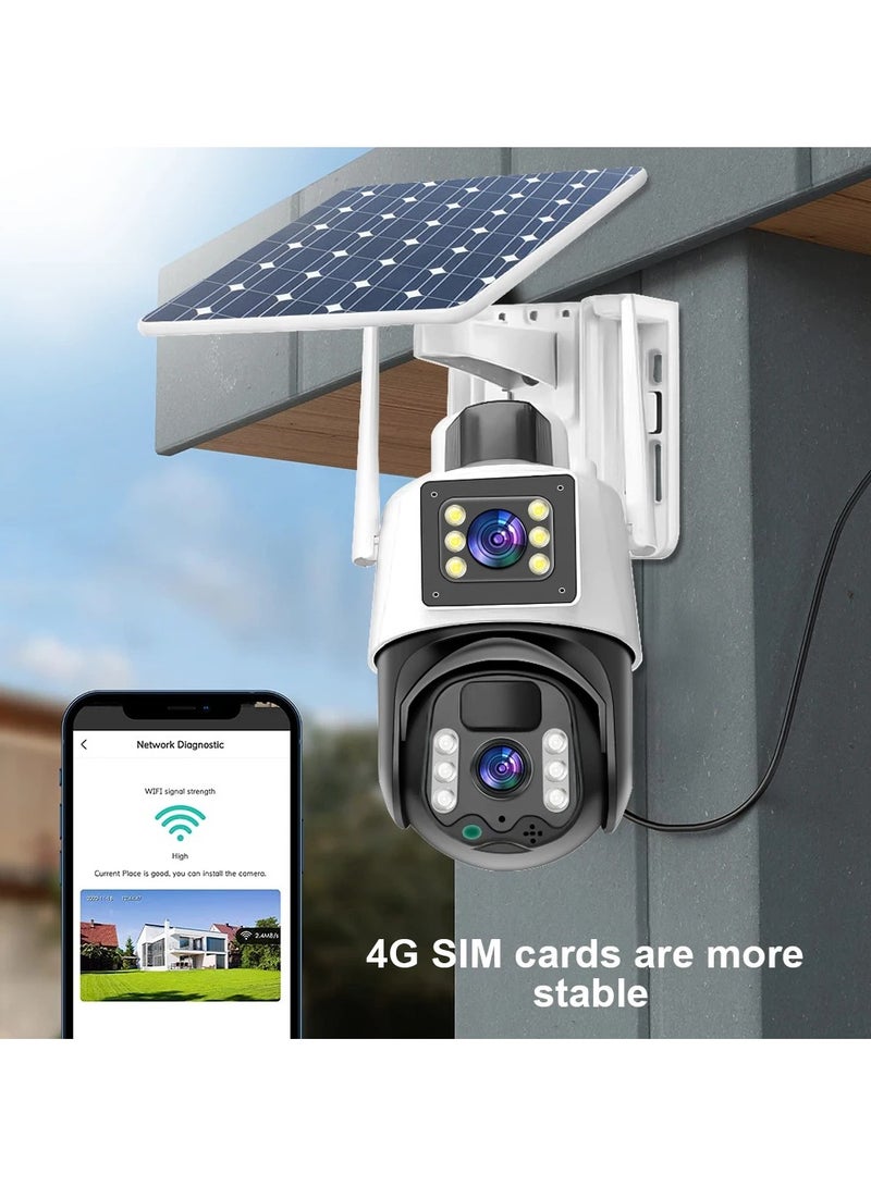 V380 Solar Powered Solar CCTV Camera Home Mobile Phone Remote Dual Lens Outdoor 4g Solar Monitoring