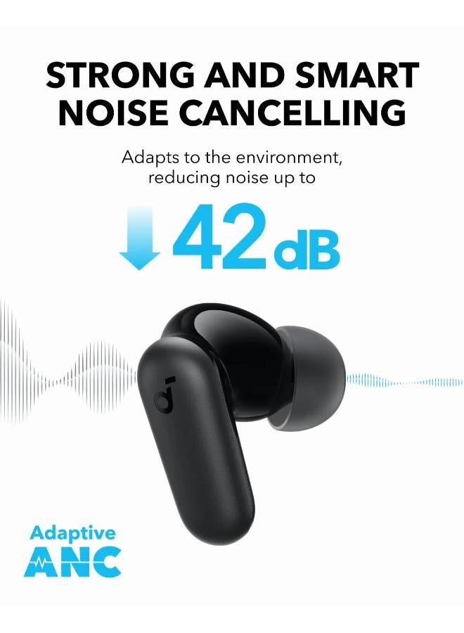 R50i NC by Anker Noise Cancelling Earbuds, Strong and Smart Noise Cancelling, Powerful Bass, 45H Playtime, 2-in-1 Case and Phone Stand, IP54, Wireless Earbuds, Bluetooth 5.4, App Control Black