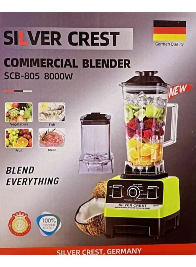 Silver Crest Heavy Duty Blender/Juicer for Commercial Use, 2 Jar, 2.5L, 8000W-Multicolour