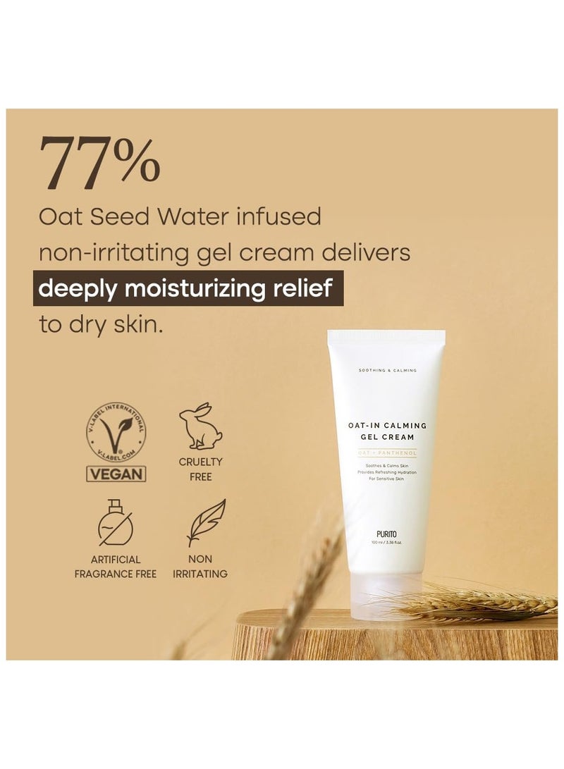 PURITO Oat-in Calming Gel Cream 100 ml / 3.38 fl. oz. vegan, facial cream, moisture cream for face, natural ingredients