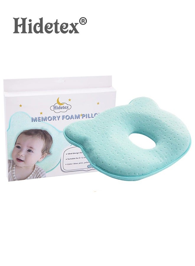 Hidetex Baby Pillow - Preventing Flat Head Syndrome (Plagiocephaly) for Your Newborn Baby，Made of Memory Foam Head- Shaping Pillow and Neck Support (0-12 Months)