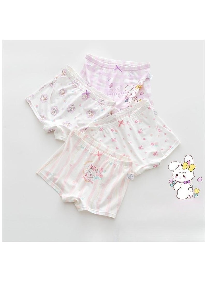 Fashionable Little Girl Cute Style Printed Four Boxer Briefs Suitable For Ages 3-10