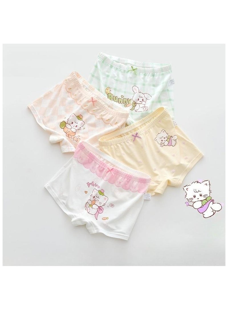 Fashionable Little Girl Cute Style Printed Four Boxer Briefs Suitable For Ages 3-10