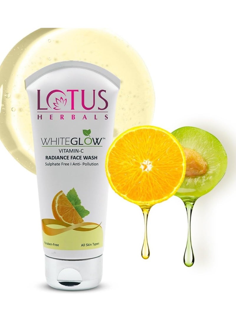 Lotus Herbals WhiteGlow Vitamin C Radiance Face Wash | For Dark Spots & Dull Skin | Anti- Pollution | 100g