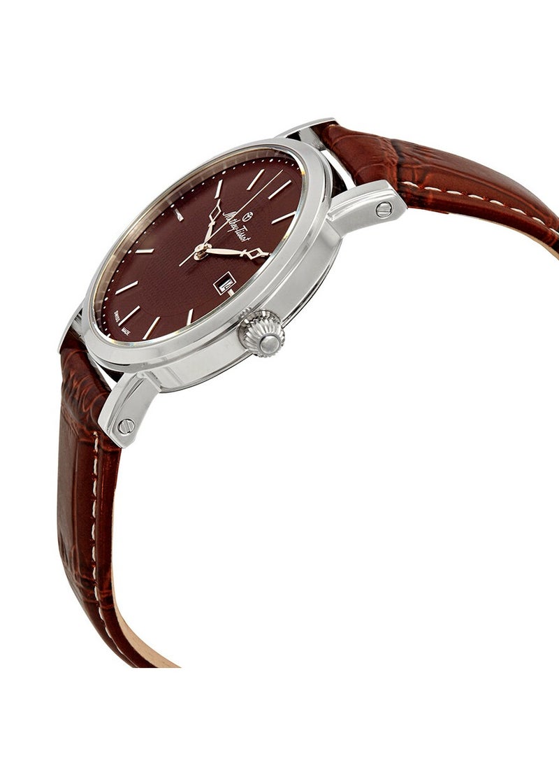 City Brown Dial Men's Watch 38 mm H611251AM With Leather Strap