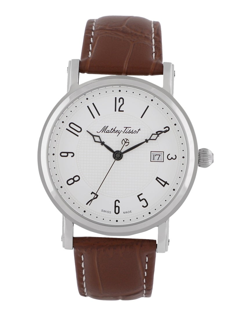 City White Dial Brown Leather Men's Watch HB611251AG