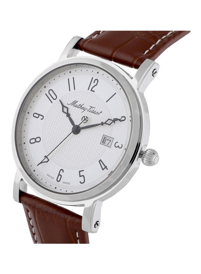 City White Dial Brown Leather Men's Watch HB611251AG