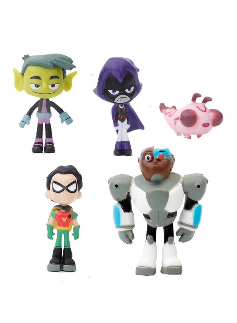 Teen Titans Action Figures 5 Types Of Young Justice League Hero Characters Desktop Car Miniature Landscape Ornaments