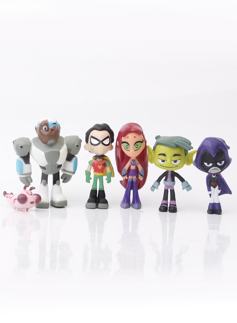 Teen Titans Action Figures 5 Types Of Young Justice League Hero Characters Desktop Car Miniature Landscape Ornaments