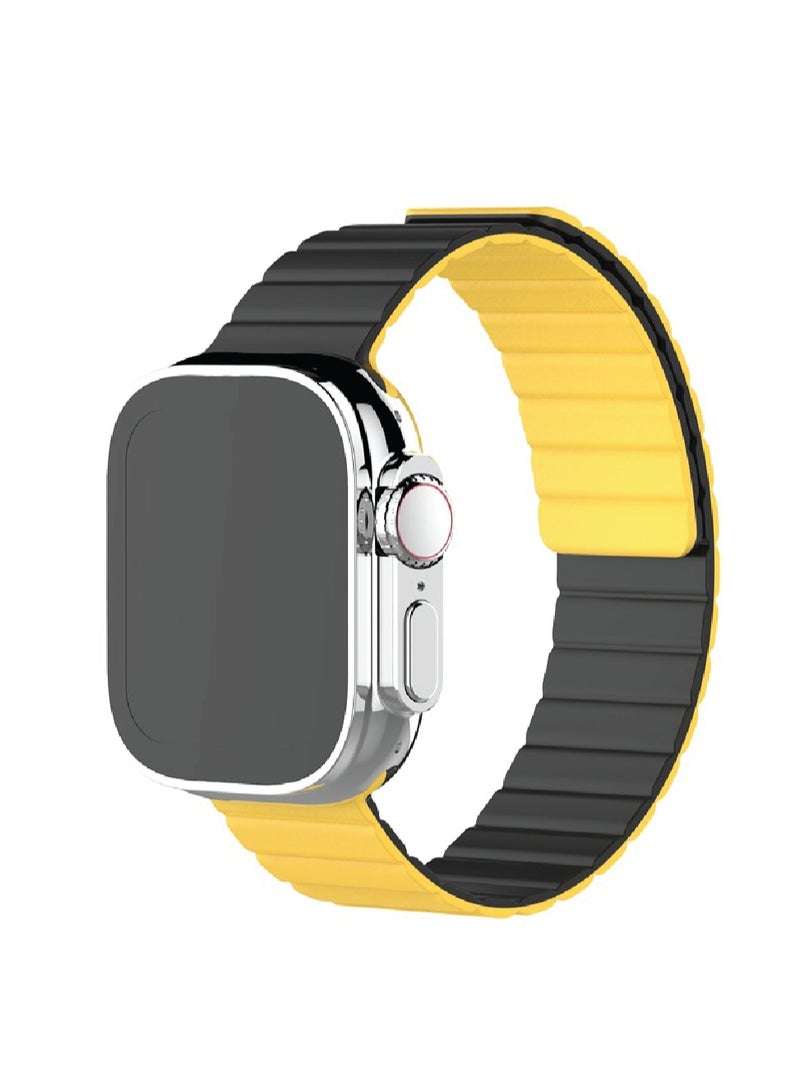 Moxedo Dual-Color Magnetic Watch Band Compatible with Apple Watch Series Ultra 2/9/8 Ultra /8/7/6/5/4/3/SE 44/45/49mm (Black/Yellow)