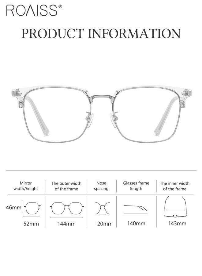 Blue Light Blocking Glasses Blue Light Filter Computer Reading Gaming TV Phones Browline Eyeglasses Fashion Anti Eyestrain Headache Eyewear for Men Women Transparent 52mm