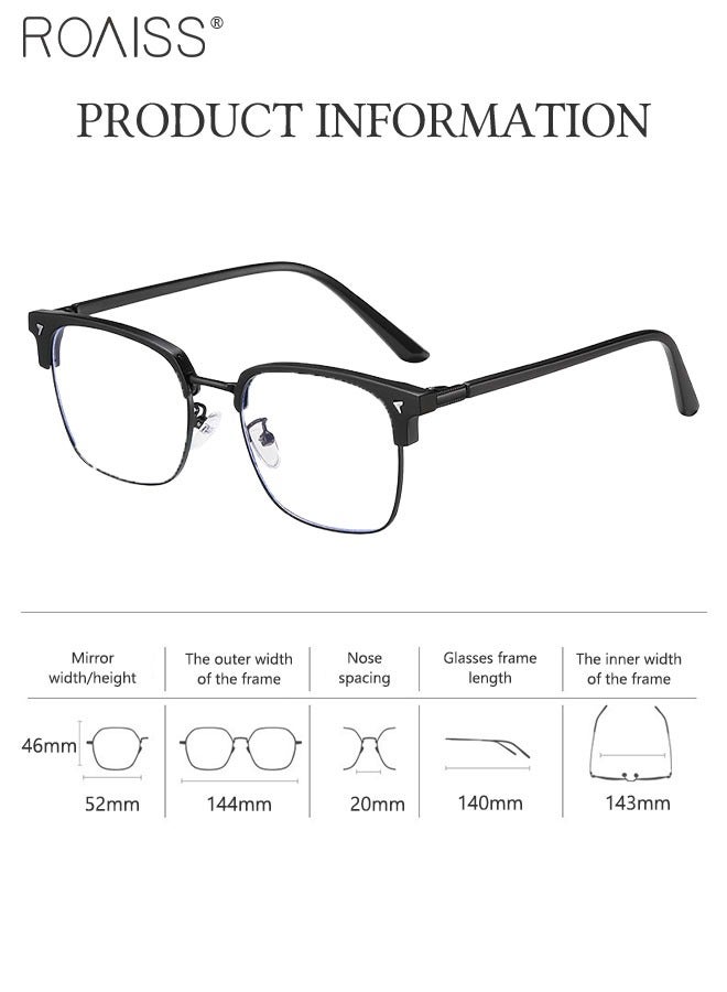 Blue Light Blocking Glasses Blue Light Filter Computer Reading Gaming TV Phones Browline Eyeglasses Fashion Anti Eyestrain Headache Eyewear for Men Women Black 52mm