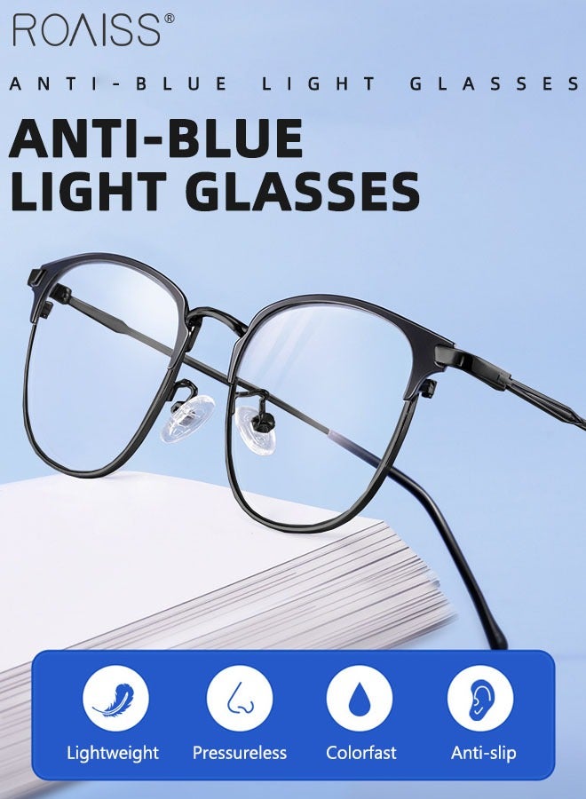 Blue Light Blocking Glasses Blue Light Filter Computer Reading Gaming TV Phones Browline Eyeglasses Fashion Anti Eyestrain Headache Eyewear for Men Women Black 52mm