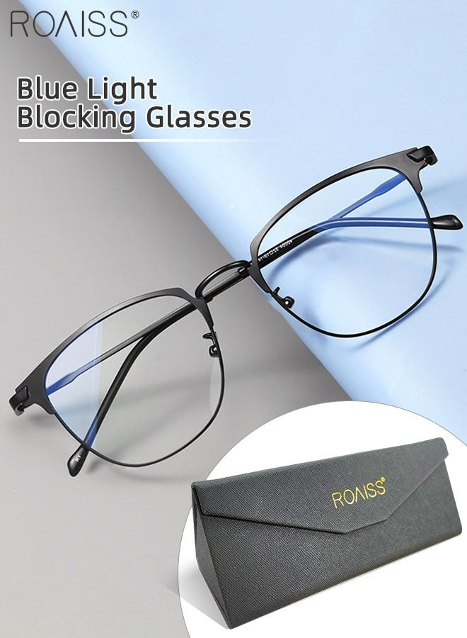 Blue Light Blocking Glasses Blue Light Filter Computer Reading Gaming TV Phones Browline Eyeglasses Fashion Anti Eyestrain Headache Eyewear for Men Women Black 52mm