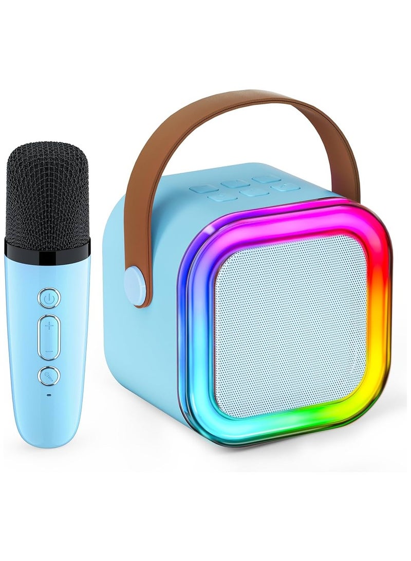INDUS Karaoke Machine for Kids Adults Mini Portable Bluetooth Colourful Karaoke Speaker with 2 Wireless Microphones and Dynamic Lights Birthday Gift Home KTV Outdoor Travel