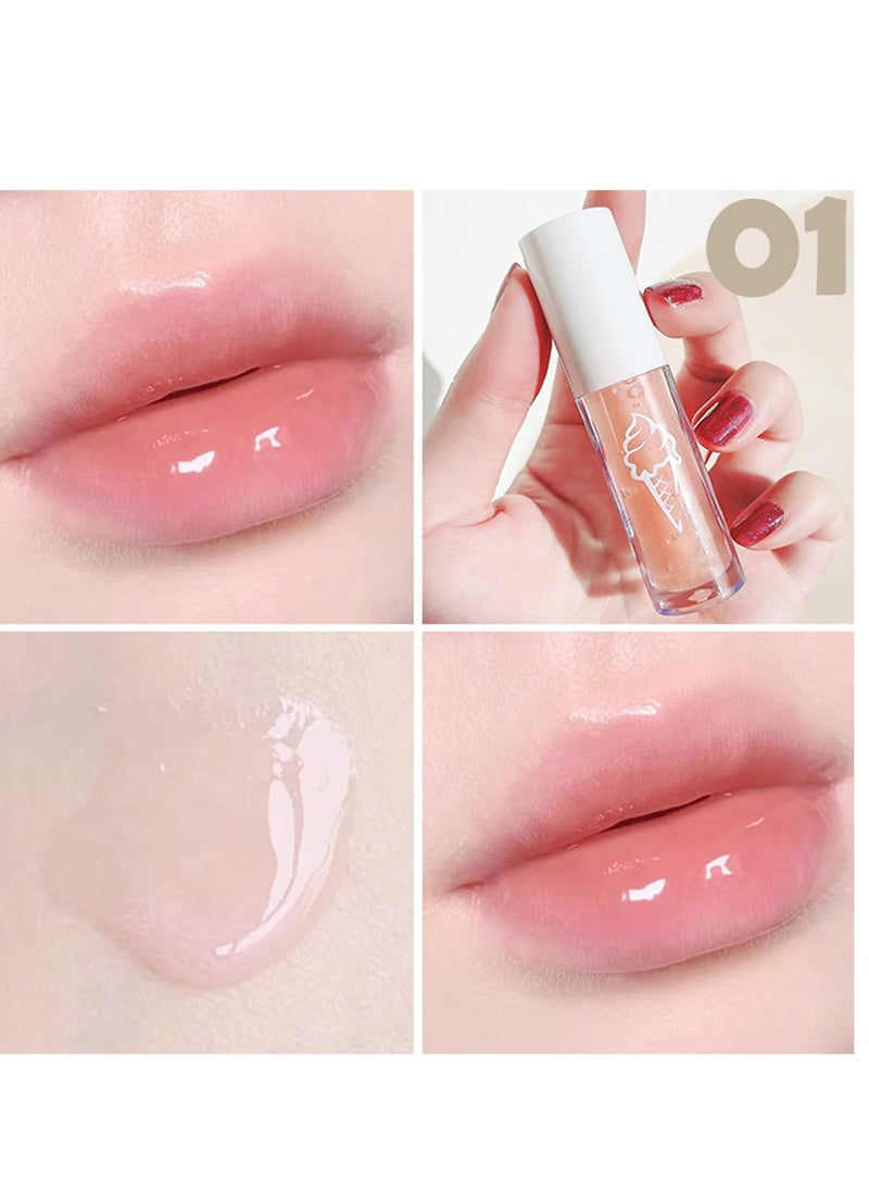 Lip Glow Oil Transparent Toot Lip Oil Portable Plumping Moisturizing Clear Lip Gloss for Dry and Chapped Lips Natural Nourishing Lip Care Deep Repair Use with Lipstick 3PCS