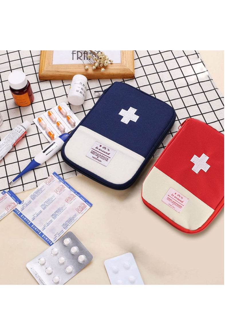 Mini First Aid Bag Portable Travel First Aid Kit Empty for Car Cycling Marathon Running Outdoor Camping Hiking Travel Emergency Travel Home Office Red Blue