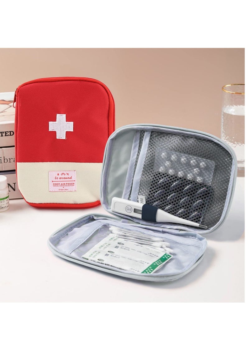 Mini First Aid Bag Portable Travel First Aid Kit Empty for Car Cycling Marathon Running Outdoor Camping Hiking Travel Emergency Travel Home Office Red Blue