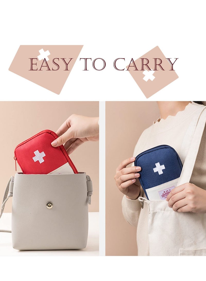 Mini First Aid Bag Portable Travel First Aid Kit Empty for Car Cycling Marathon Running Outdoor Camping Hiking Travel Emergency Travel Home Office Red Blue