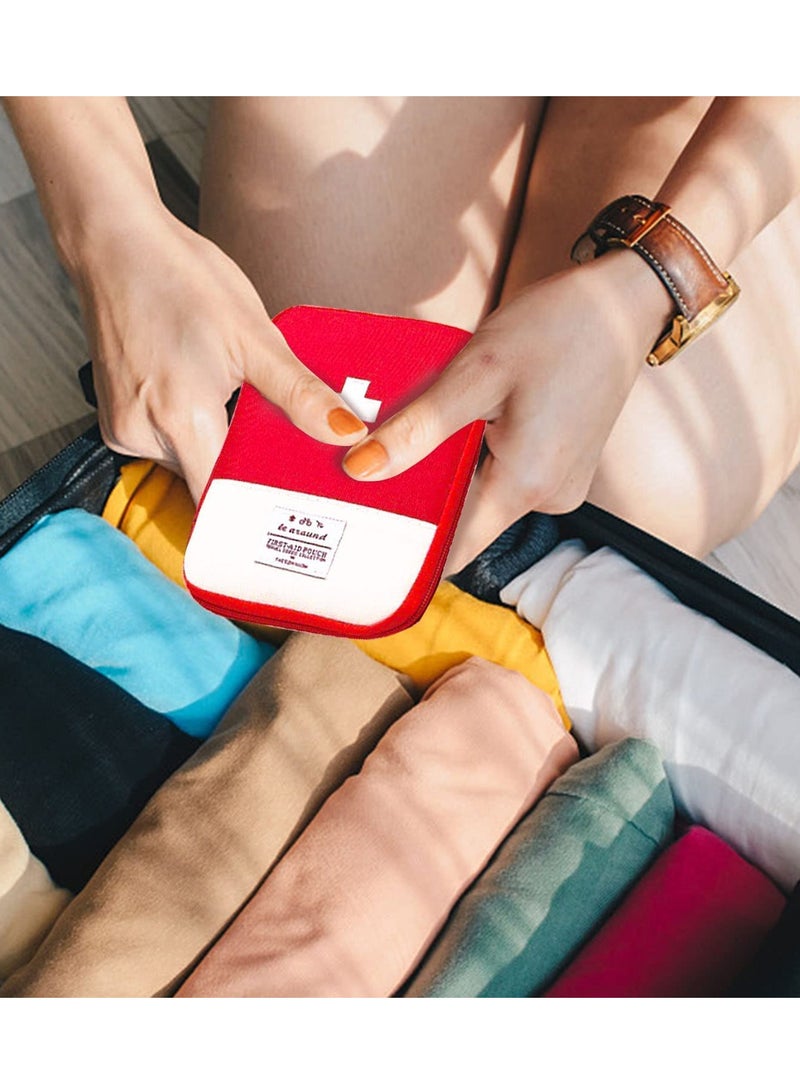 Mini First Aid Bag Portable Travel First Aid Kit Empty for Car Cycling Marathon Running Outdoor Camping Hiking Travel Emergency Travel Home Office Red Blue