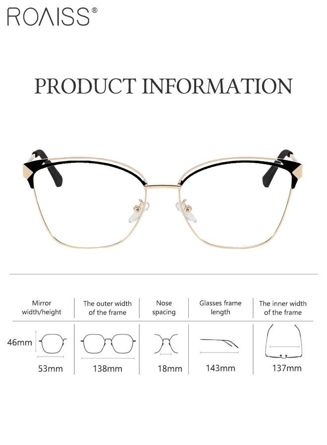 Women's Blue Light Blocking Glasses Anti UV and Glare Blue Light Filter Computer Glasses Cat Eye Color Changing Anti Eyestrain Headache Eyewear Black and Gold 53mm