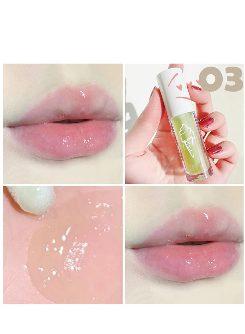 Lip Glow Oil Transparent Toot Lip Oil Portable Plumping Moisturizing Clear Lip Gloss for Dry and Chapped Lips Natural Nourishing Lip Care Deep Repair Use with Lipstick 3PCS