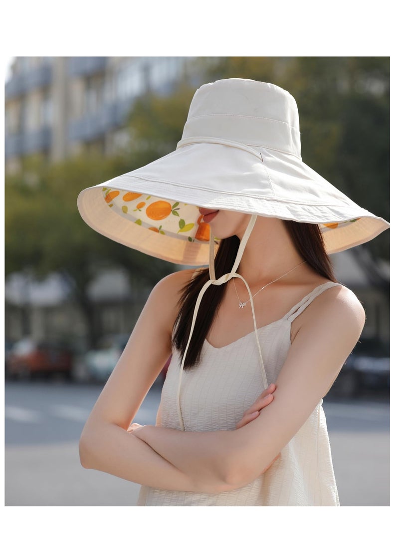 Wide Brim Women Sun Hat, Summer Beach Bucket Fishing Hats, Metal Wired Edge Packable UV Protection for Hiking Garden Travel