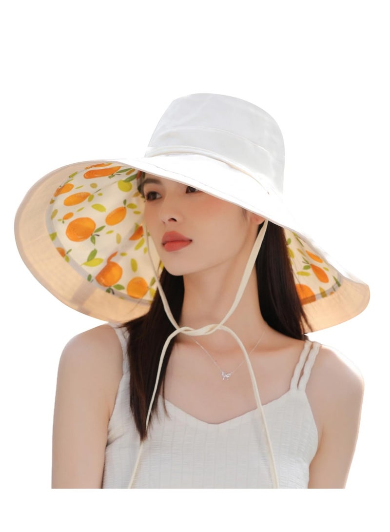 Wide Brim Women Sun Hat, Summer Beach Bucket Fishing Hats, Metal Wired Edge Packable UV Protection for Hiking Garden Travel