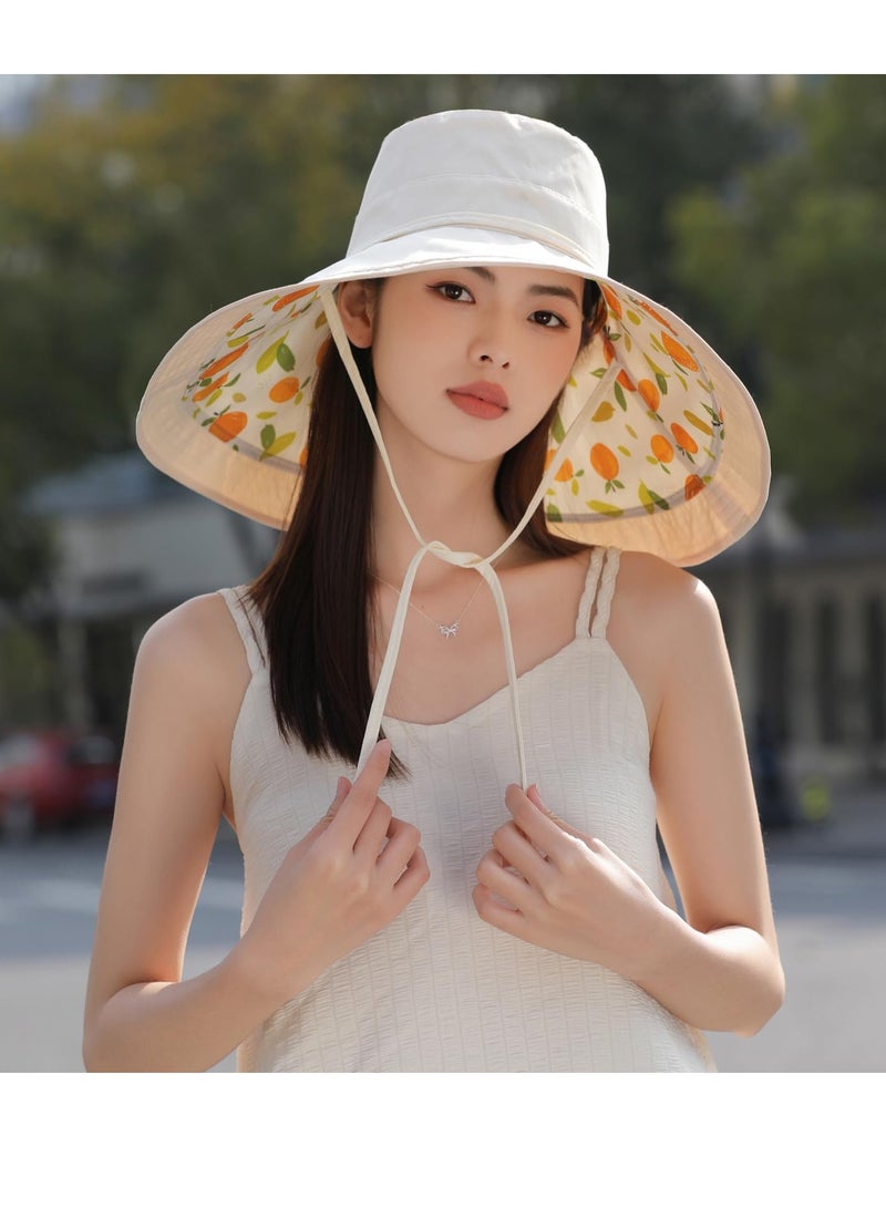 Wide Brim Women Sun Hat, Summer Beach Bucket Fishing Hats, Metal Wired Edge Packable UV Protection for Hiking Garden Travel