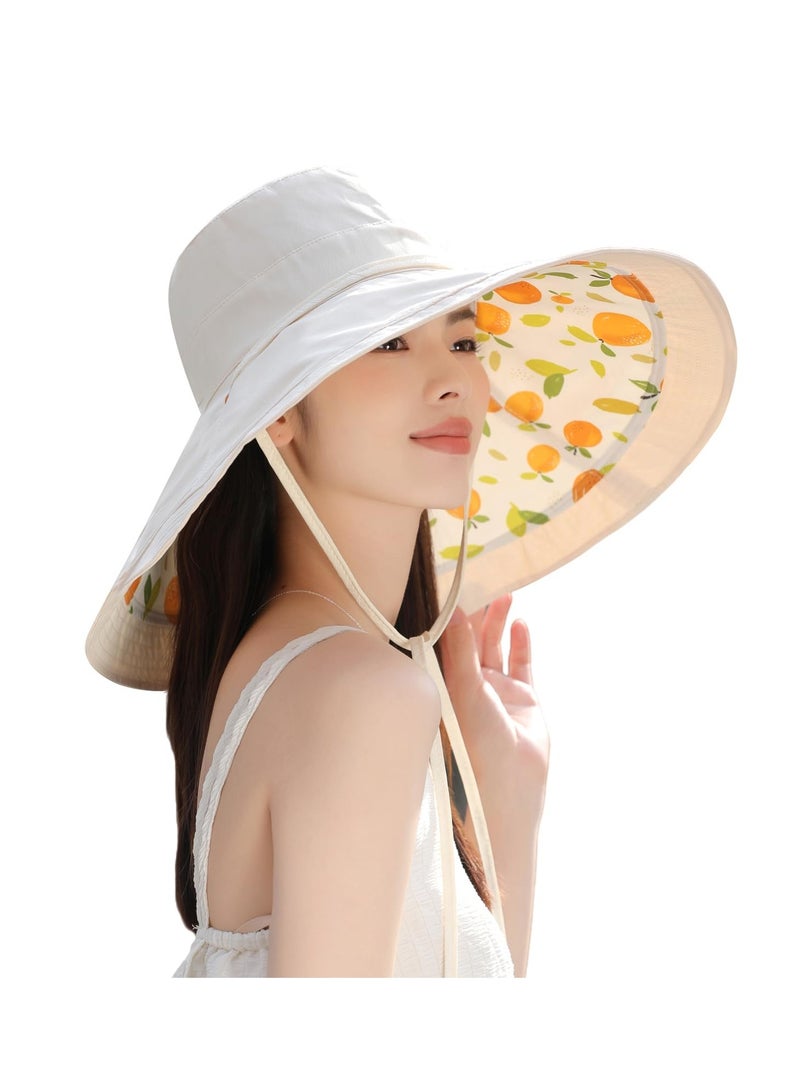 Wide Brim Women Sun Hat, Summer Beach Bucket Fishing Hats, Metal Wired Edge Packable UV Protection for Hiking Garden Travel