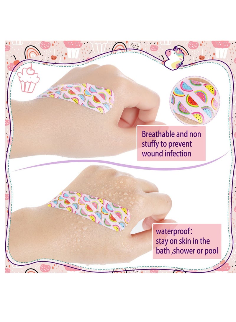 Kids Cartoon Bandages, 200 Pieces Flexible Adhesive Colorful Cute Bandages Waterproof Knuckle Fingertip Breathable Stickers Protection Care Cuts for Girls Boys Children, Cute