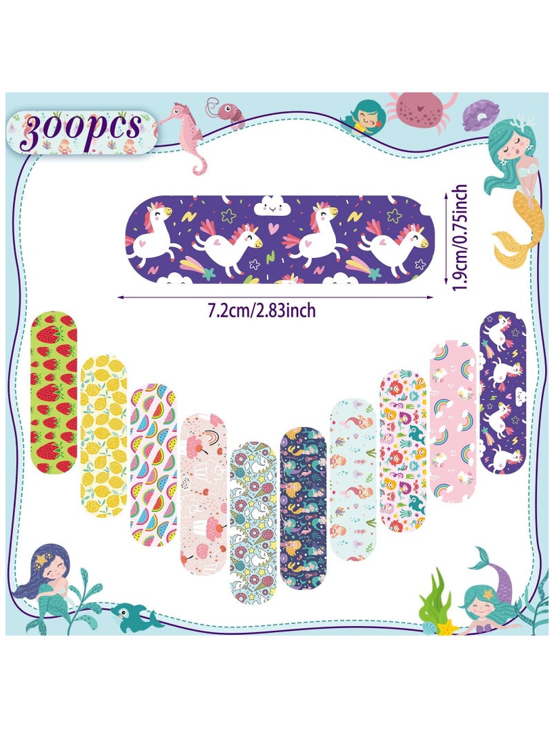 Kids Cartoon Bandages, 200 Pieces Flexible Adhesive Colorful Cute Bandages Waterproof Knuckle Fingertip Breathable Stickers Protection Care Cuts for Girls Boys Children, Cute