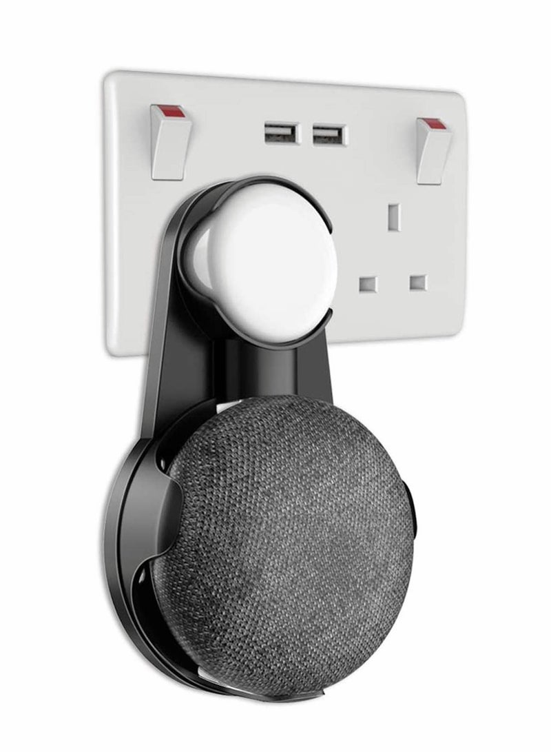Socket Wall Mount Holder Stand Hanger Plug in Kitchen Bathroom Bedroom, Hides the Long Cord, for Google Home Mini, Nest Mini (2nd gen) - Black