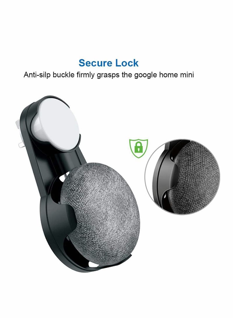 Socket Wall Mount Holder Stand Hanger Plug in Kitchen Bathroom Bedroom, Hides the Long Cord, for Google Home Mini, Nest Mini (2nd gen) - Black