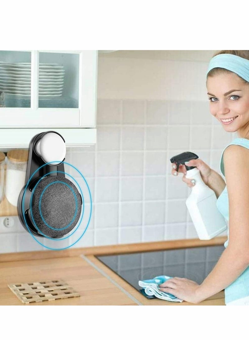 Socket Wall Mount Holder Stand Hanger Plug in Kitchen Bathroom Bedroom, Hides the Long Cord, for Google Home Mini, Nest Mini (2nd gen) - Black