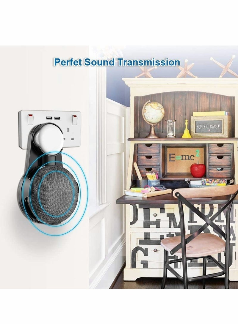 Socket Wall Mount Holder Stand Hanger Plug in Kitchen Bathroom Bedroom, Hides the Long Cord, for Google Home Mini, Nest Mini (2nd gen) - Black
